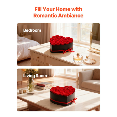 VEVOR Forever Flowers, 27 Διατηρημένα Τριαντάφυλλα σε Κουτί σε Σχήμα Καρδιάς, Αιώνια Λουλούδια, Αθάνατη Μπουκέτο, Δώρο Γενεθλίων για Παράδοση, Prime Women, Σύζυγος, Μητέρες, Επέτειος, Ημέρα του Αγίου Βαλεντίνου, Χριστούγεννα, Κόκκινο