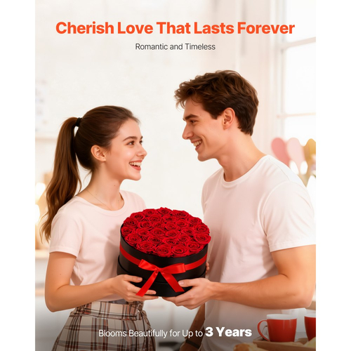 VEVOR Forever Flowers, 27 Διατηρημένα Τριαντάφυλλα σε Κουτί, Αιώνια Λουλούδια Αθάνατη Μπουκέτο Δώρο Γενεθλίων για Παράδοση Prime Women, Σύζυγος, Μητέρες, Επέτειος, Ημέρα του Αγίου Βαλεντίνου, Χριστούγεννα, Κόκκινο