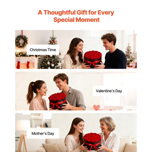 VEVOR Forever Flowers, 27 Διατηρημένα Τριαντάφυλλα σε Κουτί, Αιώνια Λουλούδια Αθάνατη Μπουκέτο Δώρο Γενεθλίων για Παράδοση Prime Women, Σύζυγος, Μητέρες, Επέτειος, Ημέρα του Αγίου Βαλεντίνου, Χριστούγεννα, Κόκκινο