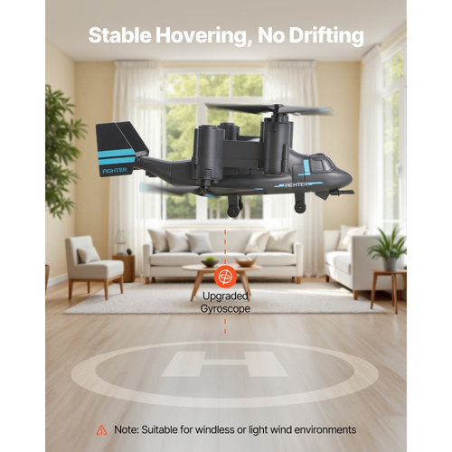 Τηλεκατευθυνόμενο Ελικόπτερο VEVOR, Τηλεκατευθυνόμενο Ελικόπτερο 2.4GHz με Γυροσκόπιο, Τηλεκατευθυνόμενο Αεροπλάνο 4 Καναλιών για Αρχάριους, Φώτα Πτέρυγας & Απογείωση/Προσγείωση με Ένα Κλειδί, Παιχνίδια Πτήσης Αεροπλάνων για Παιδιά Ηλικίας 8 ετών και άνω