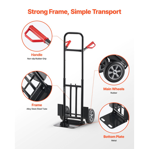 Φορητό καρότσι VEVOR, χωρητικότητα φορτίου 272 kg, βαρέως τύπου καρότσι χειρός με ρόδες και τηλεσκοπική λαβή, φορητό καρότσι με ιμάντα πρόσδεσης για μετακόμιση σε σπίτι, γραφείο, αποθήκη, σούπερ μάρκετ