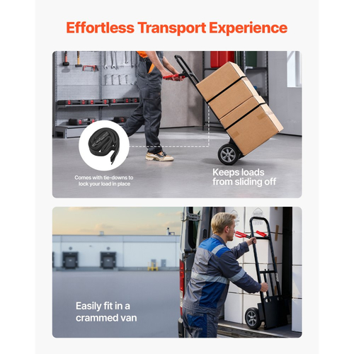 Φορητό καρότσι VEVOR, χωρητικότητα φορτίου 272 kg, βαρέως τύπου καρότσι χειρός με ρόδες και τηλεσκοπική λαβή, φορητό καρότσι με ιμάντα πρόσδεσης για μετακόμιση σε σπίτι, γραφείο, αποθήκη, σούπερ μάρκετ