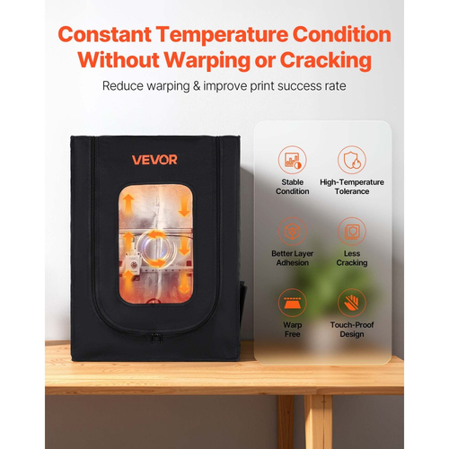 Θήκη για εκτυπωτή 3D VEVOR, αδιάβροχη σκηνή 3D εκτυπωτή Oxford από ύφασμα Oxford, θήκη προστασίας σταθερής θερμοκρασίας με φωτισμό LED, συμβατή με πολλά δημοφιλή μοντέλα Creality/ELEGOO/Anycubic