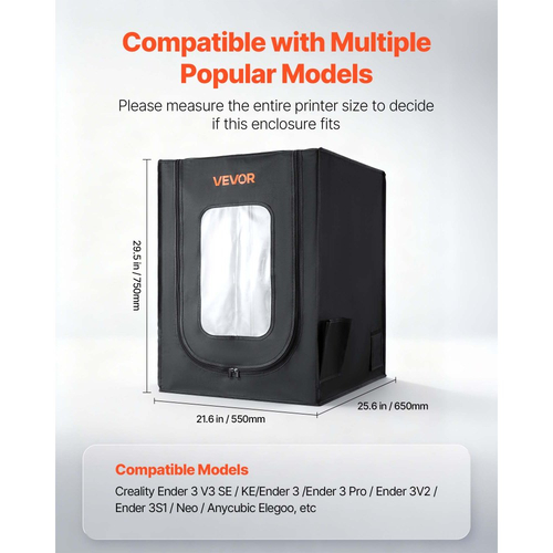Θήκη για εκτυπωτή 3D VEVOR, αδιάβροχη σκηνή 3D εκτυπωτή Oxford από ύφασμα Oxford, θήκη προστασίας σταθερής θερμοκρασίας με φωτισμό LED, συμβατή με πολλά δημοφιλή μοντέλα Creality/ELEGOO/Anycubic