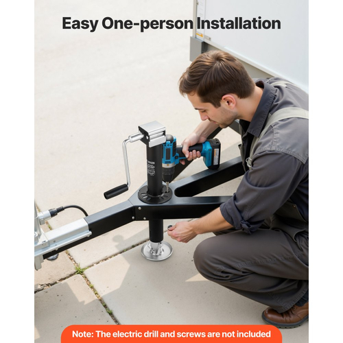 Γρύλος ρυμούλκησης VEVOR 2267 kg A-Frame, κάθετη διαδρομή 381 mm, γρύλος ανύψωσης ρυμούλκησης με ρυθμιζόμενο πόδι πτώσης 7 επιπέδων και υποδοχή τρυπανιού, συμβατός με ασύρματο τρυπάνι, κατάλληλος για τροχόσπιτα, οχήματα πολλαπλών χρήσεων και ρυμουλκούμενα σκαφών αναψυχής