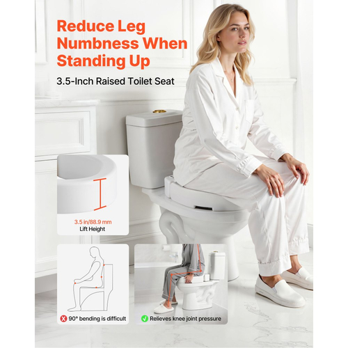 VEVOR Υπερυψωμένο κάθισμα τουαλέτας, χωρητικότητα φορτίου 136,1 kg, ύψος ανύψωσης 88,9 mm, ανυψωμένο κάθισμα τουαλέτας Commode με διευρυμένο άνοιγμα για ηλικιωμένους, ηλικιωμένους, άτομα με αναπηρία, άτομα με αναπηρία και ενήλικες, ταιριάζει σε στρογγυλή λεκάνη