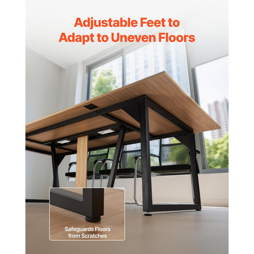 Τραπέζι Συνεδριάσεων VEVOR, Τραπέζι Γραφείου 2400 mm για 10 Άτομα, Μοντέρνο Ορθογώνιο Γραφείο Σεμιναρίων με Μεταλλικά Πόδια, Μεγάλο Γραφείο Συνεδριάσεων Ιδανικό για Γραφείο, Αίθουσα Συσκέψεων, Αίθουσα Συνεδριάσεων, Εύκολη Συναρμολόγηση, Καφέ