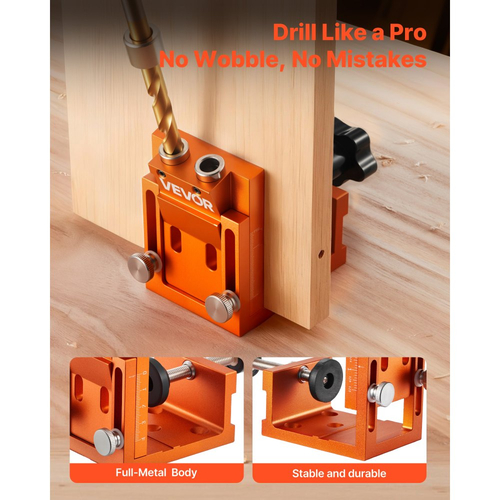 Κιτ Διάτρησης Θηλής VEVOR, Ρυθμιζόμενο από 12 mm έως 48 mm, Σύστημα Διάτρησης Θηλής με Βηματικό Τρυπάνι, Εξάγωνο Κλειδί, Δακτύλιο Στάσης Τρυπανιού, Τετράγωνη Μύτη Κίνησης, Βύσματα και Βίδες, Ενισχυμένο Μεταλλικό Πλαίσιο, για Ξυλουργική