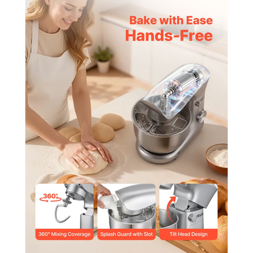 Μίξερ βάσης VEVOR, ηλεκτρικό μίξερ κουζίνας 4,2 L, μίξερ ζύμης 1500W, 10+ ταχύτητες παλμών, ανακλινόμενο μίξερ τροφίμων με μπολ από ανοξείδωτο ατσάλι, γάντζο ζύμης, σύρμα, αναδευτήρα, για ψήσιμο, ανάμειξη, χτύπημα και ζύμωμα
