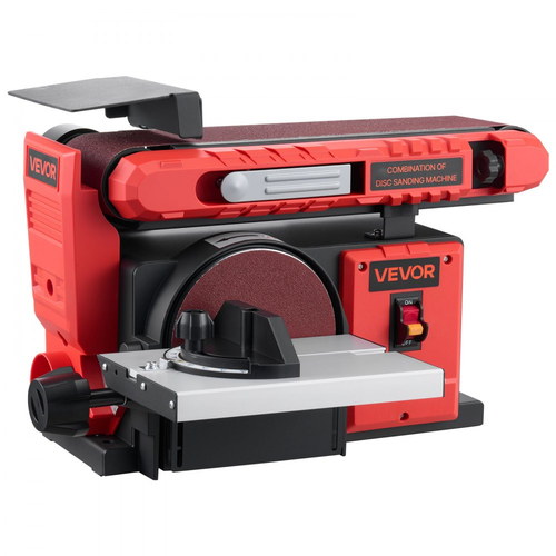 Τριβείο δίσκου VEVOR 152,4 mm & Ταινιολειαντήρας 101,6 mm x 914,4 mm, Επαγγελματικός συνδυασμός τριψίματος με ταινία δίσκου 400W με ρυθμιζόμενο τραπέζι εργασίας 0 - 45°, θύρα συλλογής σκόνης για ξυλουργική και κατασκευές DIY