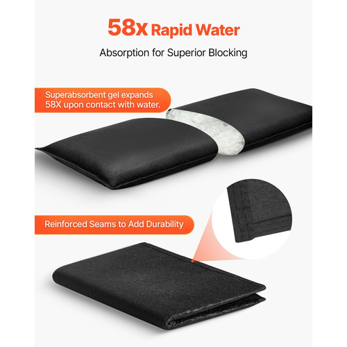 Φράγμα Πλημμύρας VEVOR, Συσκευασία των 10, Σακούλες Πλημμύρας 430 x 830 mm με Κουβά, Επαναχρησιμοποιήσιμο Φράγμα Απορροφητικό Νερού που Ενεργοποιείται από το Νερό, Σακούλες Άμμου χωρίς Άμμο για Απόφραξη, Σακούλες Πρόληψης Πλημμύρας για Πόρτα, Υπόγειο, Γκα