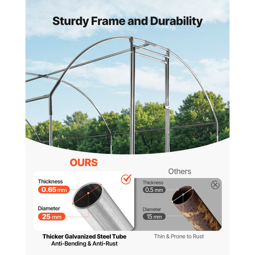 VEVOR Μεγάλο Μεταλλικό Κοτέτσι, 2,7x7,6x2 μ., Κοτόπουλο με Αδιάβροχο Κάλυμμα & Ανθεκτικό Πλαίσιο, Θολωτή Στέγη, Κλουβί για Πουλερικά, Στήλη για Πάπιες, Κουνέλια, Κότες, Χήνες, Εξωτερική Κήπο, Αγρόκτημα