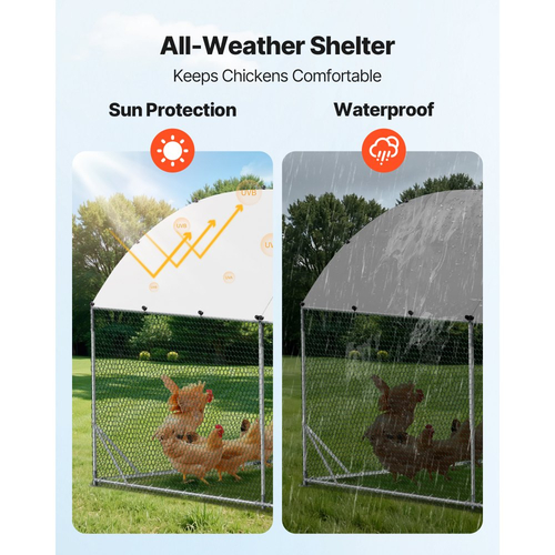 VEVOR Μεγάλο Μεταλλικό Κοτέτσι, 2,7x7,6x2 μ., Κοτόπουλο με Αδιάβροχο Κάλυμμα & Ανθεκτικό Πλαίσιο, Θολωτή Στέγη, Κλουβί για Πουλερικά, Στήλη για Πάπιες, Κουνέλια, Κότες, Χήνες, Εξωτερική Κήπο, Αγρόκτημα