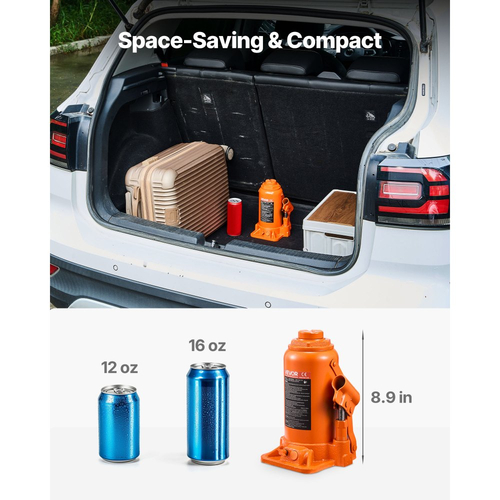 Υδραυλικός γρύλος μπουκαλιών VEVOR, χωρητικότητα φορτίου 20 τόνων (44092 λίβρες), εύρος ανύψωσης 225-435 mm, βαρέως τύπου συγκολλημένος γρύλος μπουκαλιών για αυτοκίνητα, SUV, φορτηγάκια, επισκευές αυτοκινήτων, ανελκυστήρες σπιτιού και γεωργικά μηχανήματα, πορτοκαλί