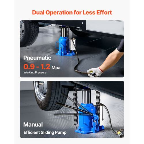 Υδραυλικός γρύλος μπουκαλιών VEVOR Air, χωρητικότητας 32 τόνων (70546,9 λίβρες), εύρος ανύψωσης 255-415 mm, πνευματικός/χειροκίνητος γρύλος μπουκαλιών βαρέως τύπου με αντλία για SUV, Pickup, φορτηγό, τροχόσπιτο, αυτοκίνητο, επισκευή αυτοκινήτων, μπλε