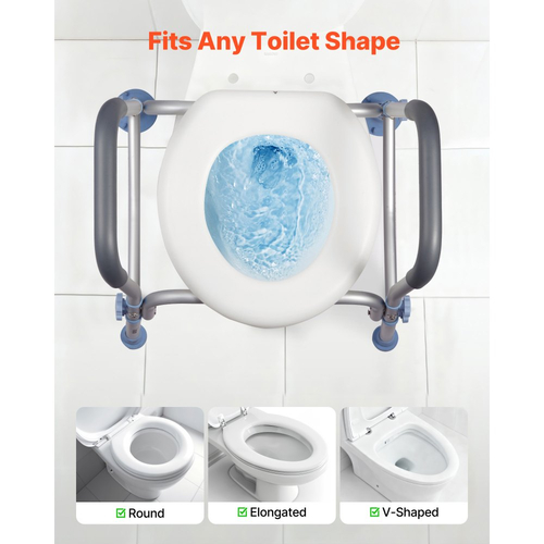 VEVOR Υπερυψωμένο Κάθισμα Τουαλέτας με Μπράτσα, Χωρητικότητα Φόρτισης 136 kg, Ρυθμιζόμενο Ύψος, Διευρυμένο Ανυψωμένο Κάθισμα Τουαλέτας με Λαβές και Προστασία από Πιτσιλίσματα για Ηλικιωμένους, Ηλικιωμένους, ΑΜΕΑ, ΑΜΕΑ, Ενήλικες