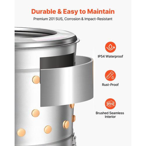 Μηχανή απολέπισης κοτόπουλων VEVOR, τύμπανο 400 mm, ηλεκτρική μηχανή απολέπισης κοτόπουλων 500 W & 230 στροφές/λεπτό με 114 μαλακά δάχτυλα & τροχούς μεταφοράς, αφαίρεση φτερών από ανοξείδωτο ατσάλι για επεξεργασία 1-2 νεοσσών μία φορά