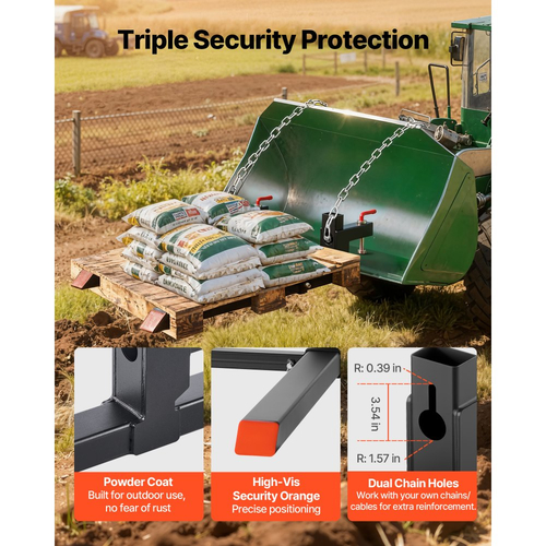 Πιρούνια παλετών VEVOR, πιρούνια παλετών με σφιγκτήρα 907 kg, πιρούνι τρακτέρ βαρέως τύπου συνολικού μήκους 109 cm με ρυθμιζόμενη ράβδο σταθεροποίησης για εξαρτήματα τρακτέρ, κάδο φορτωτή και σύστημα διεύθυνσης ολίσθησης, μαύρο