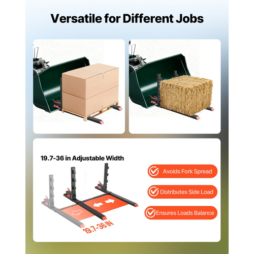 Πιρούνια παλετών VEVOR, πιρούνια παλετών με σφιγκτήρα 1814 kg, πιρούνι τρακτέρ βαρέως τύπου συνολικού μήκους 149 cm με αντικριστή ράβδο και ρυθμιζόμενη ράβδο σταθεροποίησης, κατάλληλο για τρακτέρ με κουβά φορτωτή και σύστημα διεύθυνσης, μαύρο