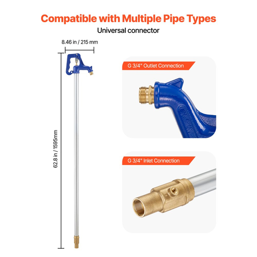 Κρουνός αυλής VEVOR με αντιπαγετική προστασία, εξωτερική βρύση 1595 mm με αντιπαγετικό βάθος 914,4 mm, σύνδεση σωλήνα G 3/4" και σύνδεσμος εύκαμπτου σωλήνα, κρουνός χωρίς μόλυβδο για άρδευση κήπου/αγροκτήματος