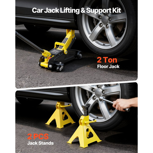 Γρύλος δαπέδου χαμηλού προφίλ VEVOR, χωρητικότητας 2 τόνων, ατσάλινος αγωνιστικός γρύλος δαπέδου με βάσεις, αντλία γρήγορης ανύψωσης μονού εμβόλου, υδραυλικός ανυψωτήρας καροτσιού για σπορ αυτοκίνητα και συμπαγή SUV, εύρος ανύψωσης 130-310 mm