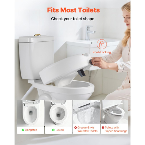 VEVOR Υπερυψωμένο κάθισμα τουαλέτας, χωρητικότητα 158,8 kg, ύψος ανύψωσης 127 mm, ανυψωμένο κάθισμα τουαλέτας με commode και διευρυμένο άνοιγμα για ηλικιωμένους, ηλικιωμένους, άτομα με αναπηρία, άτομα με αναπηρία, ενήλικες, ταιριάζει σε επιμήκη και στρογγυλή λεκάνη