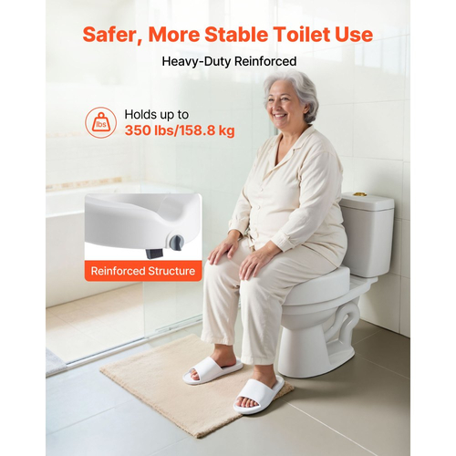 VEVOR Υπερυψωμένο κάθισμα τουαλέτας, χωρητικότητα 158,8 kg, ύψος ανύψωσης 127 mm, ανυψωμένο κάθισμα τουαλέτας με commode και διευρυμένο άνοιγμα για ηλικιωμένους, ηλικιωμένους, άτομα με αναπηρία, άτομα με αναπηρία, ενήλικες, ταιριάζει σε επιμήκη και στρογγυλή λεκάνη