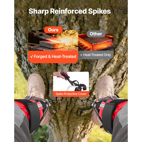 Σετ καρφιών αναρρίχησης δέντρων VEVOR, Ρυθμιζόμενος εξοπλισμός αναρρίχησης δέντρων με ιμάντες και προστατευτικά καρφιών, Χωρητικότητα φορτίου 159 kg, Ανθεκτικός εξοπλισμός δενδροκομίας από αλουμίνιο για μάζεμα φρούτων και κυνήγι