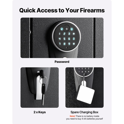 VEVOR Gun Safe, βαρέως τύπου ψυχρής έλασης ατσάλινο πυρίμαχο θάλαμο τυφεκίων με ψηφιακό πληκτρολόγιο και κλειδί, μεγάλο μακρύ θάλαμο όπλου με γεμιστήρα και φωτισμό LED, ρυθμιζόμενες βάσεις για τυφέκια, πιστόλια, κυνηγετικό όπλο