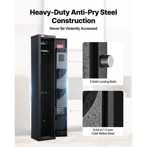 VEVOR Gun Safe, βαρέως τύπου ψυχρής έλασης ατσάλινο πυρίμαχο θάλαμο τυφεκίων με ψηφιακό πληκτρολόγιο και κλειδί, μεγάλο μακρύ θάλαμο όπλου με γεμιστήρα και φωτισμό LED, ρυθμιζόμενες βάσεις για τυφέκια, πιστόλια, κυνηγετικό όπλο