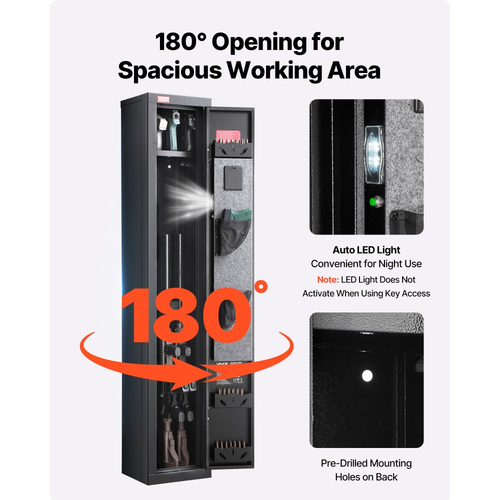VEVOR Gun Safe, βαρέως τύπου ψυχρής έλασης ατσάλινο πυρίμαχο θάλαμο τυφεκίων με ψηφιακό πληκτρολόγιο και κλειδί, μεγάλο μακρύ θάλαμο όπλου με γεμιστήρα και φωτισμό LED, ρυθμιζόμενες βάσεις για τυφέκια, πιστόλια, κυνηγετικό όπλο