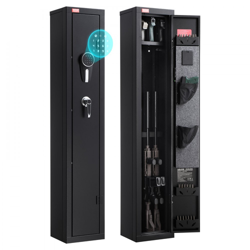 VEVOR Gun Safe, βαρέως τύπου ψυχρής έλασης ατσάλινο πυρίμαχο θάλαμο τυφεκίων με ψηφιακό πληκτρολόγιο και κλειδί, μεγάλο μακρύ θάλαμο όπλου με γεμιστήρα και φωτισμό LED, ρυθμιζόμενες βάσεις για τυφέκια, πιστόλια, κυνηγετικό όπλο
