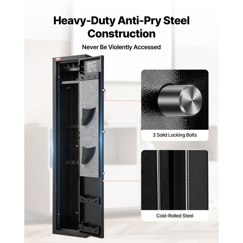 VEVOR Gun Safe, βαρέως τύπου ψυχρής έλασης ατσάλινο πυρίμαχο θάλαμο τυφεκίου με δακτυλικό αποτύπωμα, ψηφιακό πληκτρολόγιο και κλειδί, μεγάλο μακρύ θάλαμο όπλου με γεμιστήρα και LED, ρυθμιζόμενες βάσεις για τυφέκια, πιστόλια, κυνηγετικό όπλο