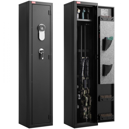 VEVOR Gun Safe, βαρέως τύπου ψυχρής έλασης ατσάλινο πυρίμαχο θάλαμο τυφεκίου με δακτυλικό αποτύπωμα, ψηφιακό πληκτρολόγιο και κλειδί, μεγάλο μακρύ θάλαμο όπλου με γεμιστήρα και LED, ρυθμιζόμενες βάσεις για τυφέκια, πιστόλια, κυνηγετικό όπλο