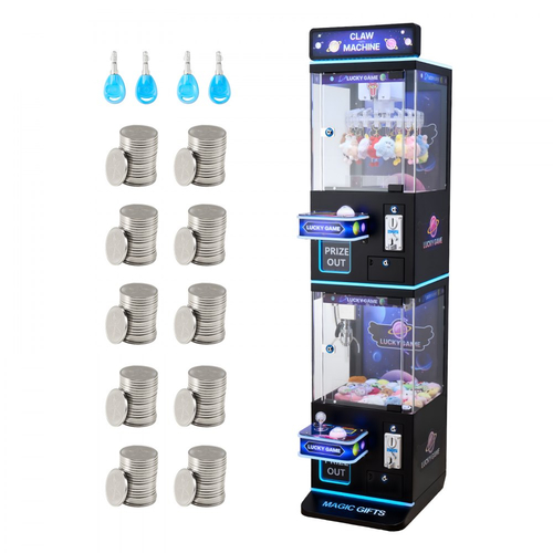 Μηχανή γερανού VEVOR με νύχια, μεσαίου μεγέθους μηχανή παιχνιδιών arcade με νύχι + λαβή διπλής στρώσης, φως & ήχος, παιχνίδι καραμελών, λαβή καραμελών, διανομέας βραβείων, για επαγγελματικό οικιακό κινηματογράφο, μαύρο μωβ