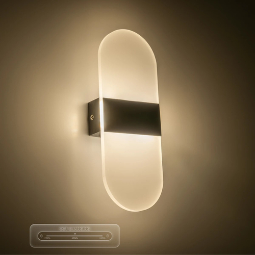 GLOBOSTAR® RARE 61337 Μοντέρνο Φωτιστικό Τοίχου - Απλίκα LED 5W 600lm 180° AC 220-240V IP20 Ρυθμιζόμενο Λευκό CCT με On/Off 2700K/4500K/6000K - Lumileds SMD Chip - Μαύρο Ματ - Μ10 x Π5 x Υ27.5cm - 3 Χρόνια Εγγύηση