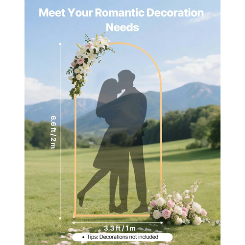 Βάση Αψίδας VEVOR, 2 x 1 μ., Σταθερή Δομή, Εύκολη Συναρμολόγηση, 1 τεμάχιο Χρυσή Μεταλλική Βάση Αψίδας για Γάμο, Πάρτι Γενεθλίων, Αποφοίτηση, Διακόσμηση Εορτών και Τελετών