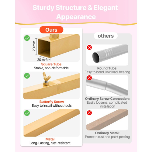 Βάση Αψίδας VEVOR, Σετ 2 τεμαχίων, 2,2 μ. και 1,8 μ., Σταθερή Δομή, Εύκολη Συναρμολόγηση, Χρυσή Μεταλλική Βάση Αψίδας με Κάλυμμα για Διακόσμηση Γάμου, Πάρτι Γενεθλίων, Γιορτών και Τελετών