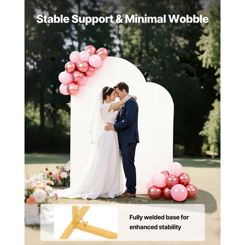 Βάση Αψίδας VEVOR, Σετ 2 τεμαχίων, 2,2 μ. και 1,8 μ., Σταθερή Δομή, Εύκολη Συναρμολόγηση, Χρυσή Μεταλλική Βάση Αψίδας με Κάλυμμα για Διακόσμηση Γάμου, Πάρτι Γενεθλίων, Γιορτών και Τελετών