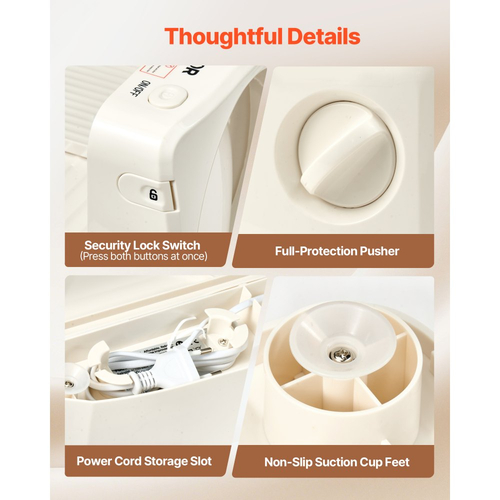 Κόφτης Κρέατος VEVOR, Ηλεκτρικός Κόφτης Deli 180W με Κοφτερή Λεπίδα 170 mm, Οικιακός Κόφτης Κρέατος με Ταχύτητα Κοπής 60-90 Σ.Α.Λ., Ρυθμιζόμενο Πάχος 0-15 mm, για Κατεψυγμένο Κρέας, Ζαμπόν, Μπαγκέτα & Prime Steak