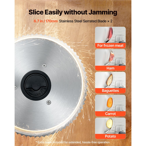 Κόφτης Κρέατος VEVOR, Ηλεκτρικός Κόφτης Deli 150W με Κοφτερή Λεπίδα 170 mm, Οικιακός Κόφτης Κρέατος με Ταχύτητα Κοπής 65-90 Σ.Α.Λ., Ρυθμιζόμενο Πάχος 0-15 mm, για Κατεψυγμένο Κρέας, Ζαμπόν, Μπαγκέτα & Prime Steak