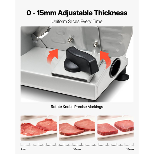 Κόφτης Κρέατος VEVOR, Ηλεκτρικός Κόφτης Deli 150W με Κοφτερή Λεπίδα 170 mm, Οικιακός Κόφτης Κρέατος με Ταχύτητα Κοπής 65-90 Σ.Α.Λ., Ρυθμιζόμενο Πάχος 0-15 mm, για Κατεψυγμένο Κρέας, Ζαμπόν, Μπαγκέτα & Prime Steak