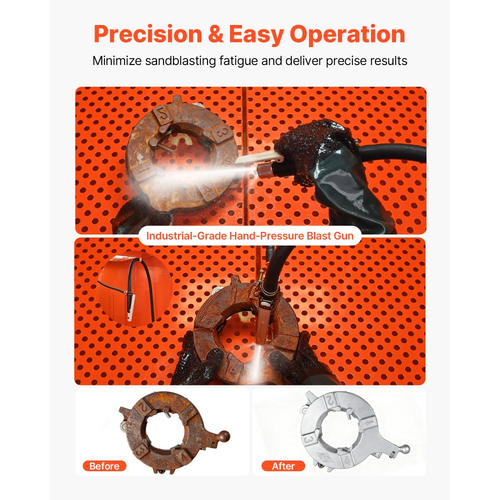 Θάλαμος αμμοβολής VEVOR 927L με δεξαμενή υπό πίεση, βαρέως τύπου χαλύβδινος θάλαμος αμμοβολής σε τροχούς - με χοάνη μέσου 121L και ισχυρό συλλέκτη σκόνης 1200W για επεξεργασία επιφάνειας υπερμεγέθων εξαρτημάτων