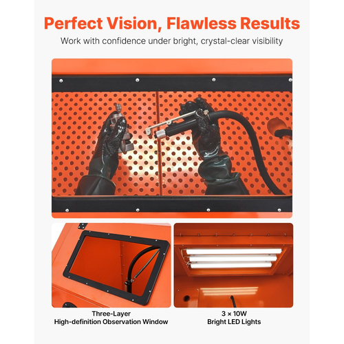 Θάλαμος αμμοβολής VEVOR 927L με δεξαμενή υπό πίεση, βαρέως τύπου χαλύβδινος θάλαμος αμμοβολής σε τροχούς - με χοάνη μέσου 121L και ισχυρό συλλέκτη σκόνης 1200W για επεξεργασία επιφάνειας υπερμεγέθων εξαρτημάτων