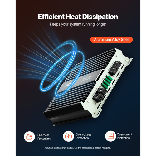 Ενισχυτής αυτοκινήτου VEVOR Monoblock, 1200W RMS MAX, σταθερός 1/2/4 Ohm, ενισχυτής αυτοκινήτου κατηγορίας D 1 καναλιού με τηλεχειριστήριο ελέγχου στάθμης Subwoofer, φίλτρο χαμηλών συχνοτήτων, ενίσχυση μπάσων και μετατόπιση φάσης, ρυθμιστή έντασης ήχου