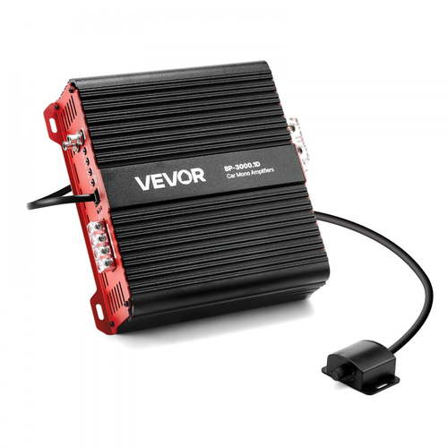 Ενισχυτής αυτοκινήτου VEVOR Monoblock, 3000W RMS MAX, σταθερός 1/2/4 Ohm, ενισχυτής αυτοκινήτου κατηγορίας D 1 καναλιού με τηλεχειριστήριο ελέγχου στάθμης Subwoofer, φίλτρο χαμηλών συχνοτήτων και ενίσχυση μπάσων, περιλαμβάνεται ρυθμιστής έντασης ήχου