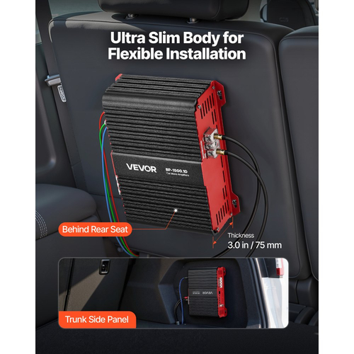 Ενισχυτής αυτοκινήτου VEVOR Monoblock, 1500W RMS MAX, σταθερός 1/2/4 Ohm, ενισχυτής αυτοκινήτου κατηγορίας D 1 καναλιού με τηλεχειριστήριο ελέγχου στάθμης Subwoofer, φίλτρο χαμηλών συχνοτήτων και ενίσχυση μπάσων, περιλαμβάνεται ρυθμιστής έντασης ήχου