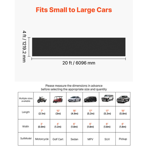 Ρολό δαπέδου γκαράζ VEVOR, Πατάκι δαπέδου γκαράζ 1,22 x 6,1 m, Προστατευτικό πατάκι δαπέδου από καουτσούκ με πλάκα διαμαντιού 3 mm με πάχος, Αντιολισθητικό, Ανθεκτικό στη φθορά, Αδιάβροχο, Εύκολο στον καθαρισμό για αποθήκη, γυμναστήρια, ρυμουλκούμενο, Μαύρο