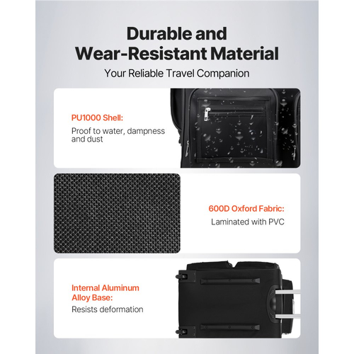 Τσάντα χορού VEVOR με βάση για ρούχα, κυλιόμενος σάκος χορού 584,2 mm, με ρόδες, θύρα USB, ρυθμιζόμενο ύψος στη βάση για ρούχα, κουρτίνα προστασίας απορρήτου, ιδανική για ταξίδια και διαγωνισμούς, ματ μαύρο