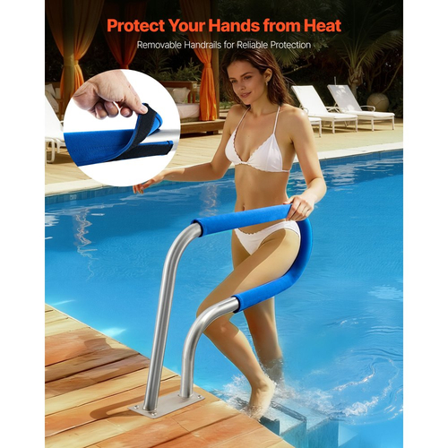 Ράγα πισίνας VEVOR, κουπαστή πισίνας 78,8 x 55,8 cm, χωρητικότητα φορτίου 100kg, βαρέως τύπου κουπαστή πισίνας από ανοξείδωτο χάλυβα 304, αποσπώμενη αντιολισθητική θήκη, πλούσια αξεσουάρ, για πισίνα, υδάτινα πάρκα, κέντρα σπα